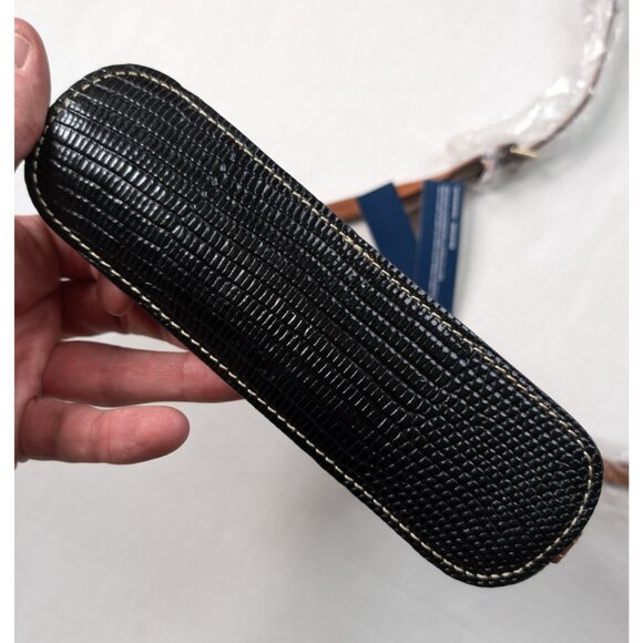 Dooney & Bourke Lizard Embossed Letter Carrier Crossbody Black Leather Bag NWT - Picture 11 of 11